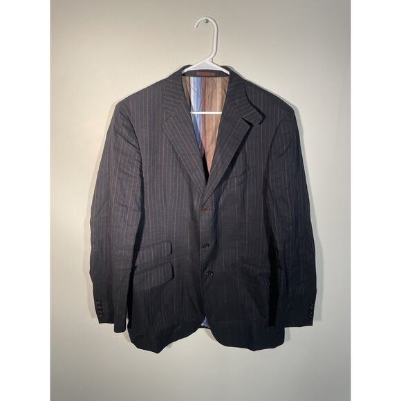 Etro Milano Men Blue Pinstripe Wool Blend Sport Coat Blazer Jacket US 44L EU 54L - Picture 1 of 16